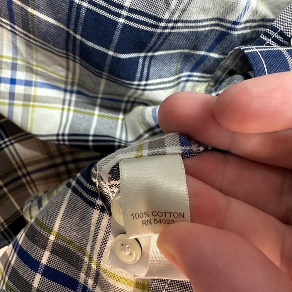 Banana Republic Oxford Shirt Slim Fit Plaid Checkered Long Sleeve Mens Medium - Picture 5 of 7